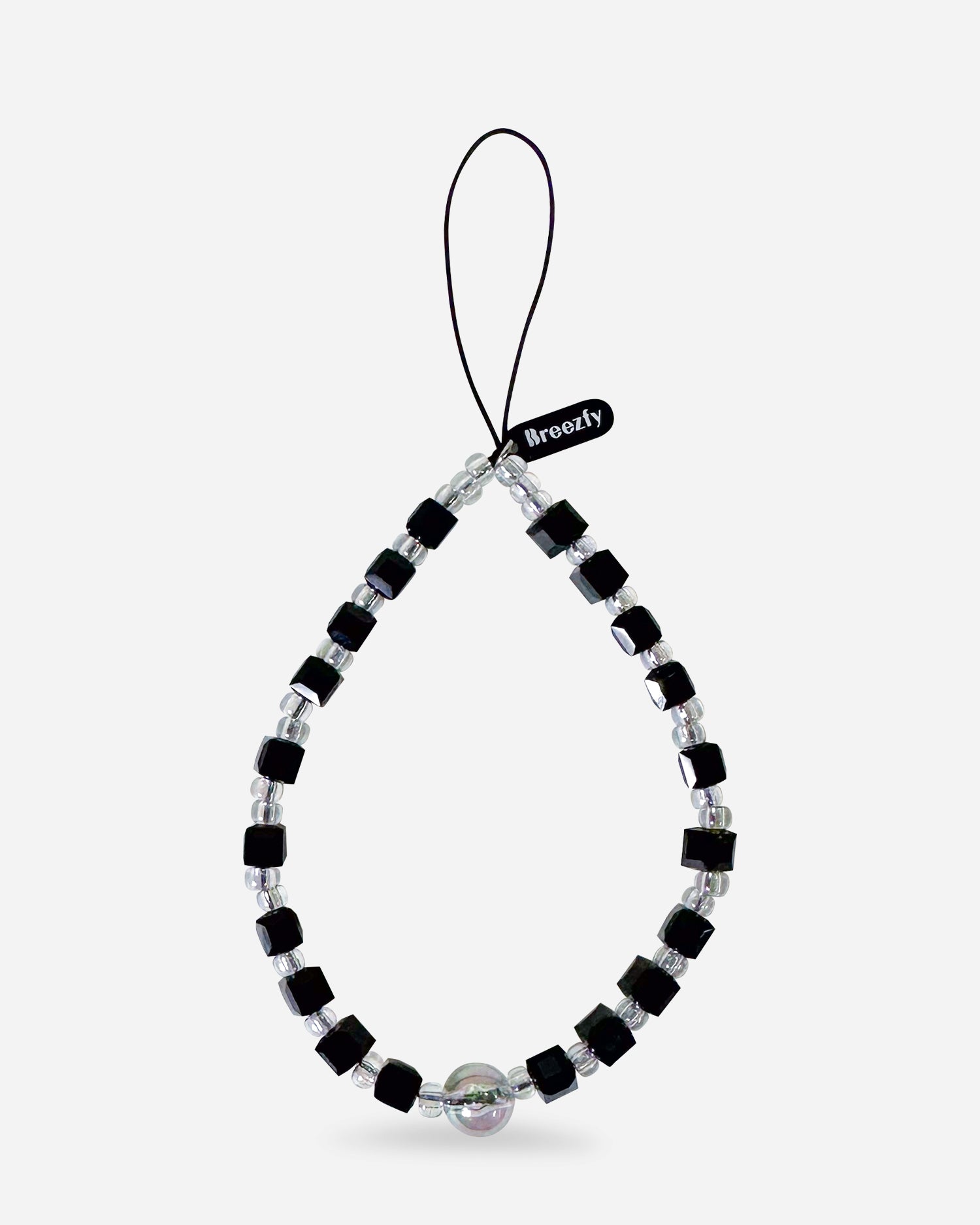 Shimmering Glimmer Black Crystal Phone Strap