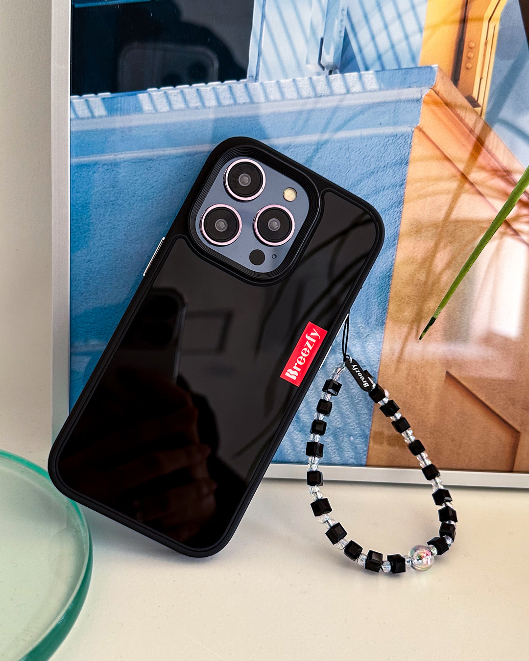 Shimmering Glimmer Black Crystal Phone Strap